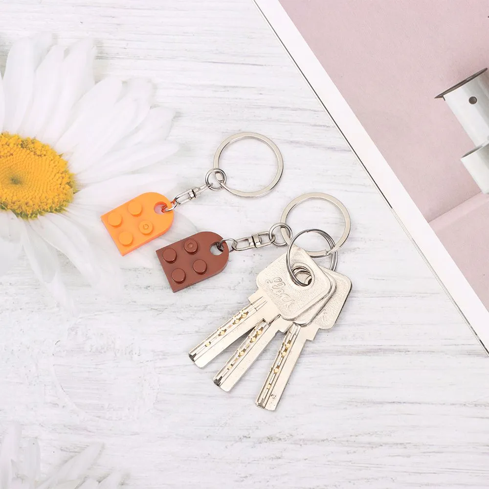 Couples Love Toy Brick Heart Keychain