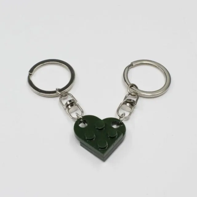 Couples Love Toy Brick Heart Keychain