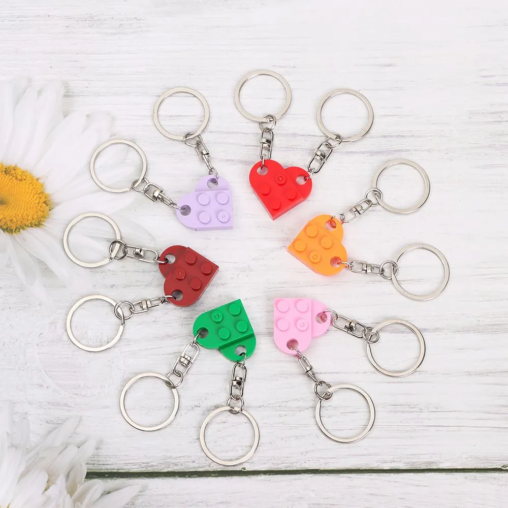 Couples Love Toy Brick Heart Keychain