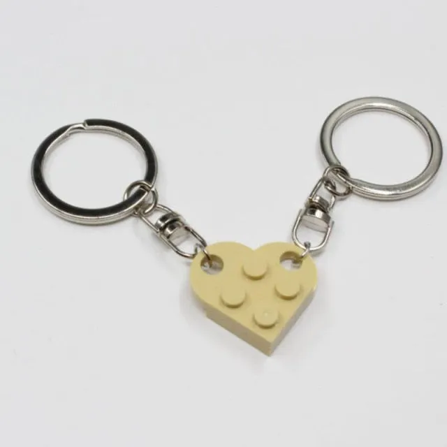 Couples Love Toy Brick Heart Keychain