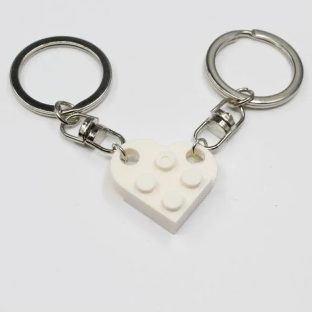 Couples Love Toy Brick Heart Keychain