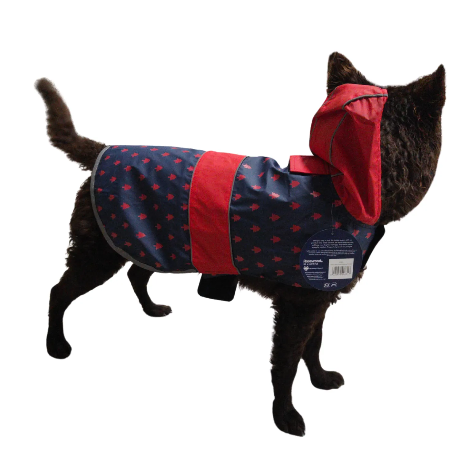 Cupid & Comet | Dog Christmas Coat | Luxury Navy Forest Raincoat