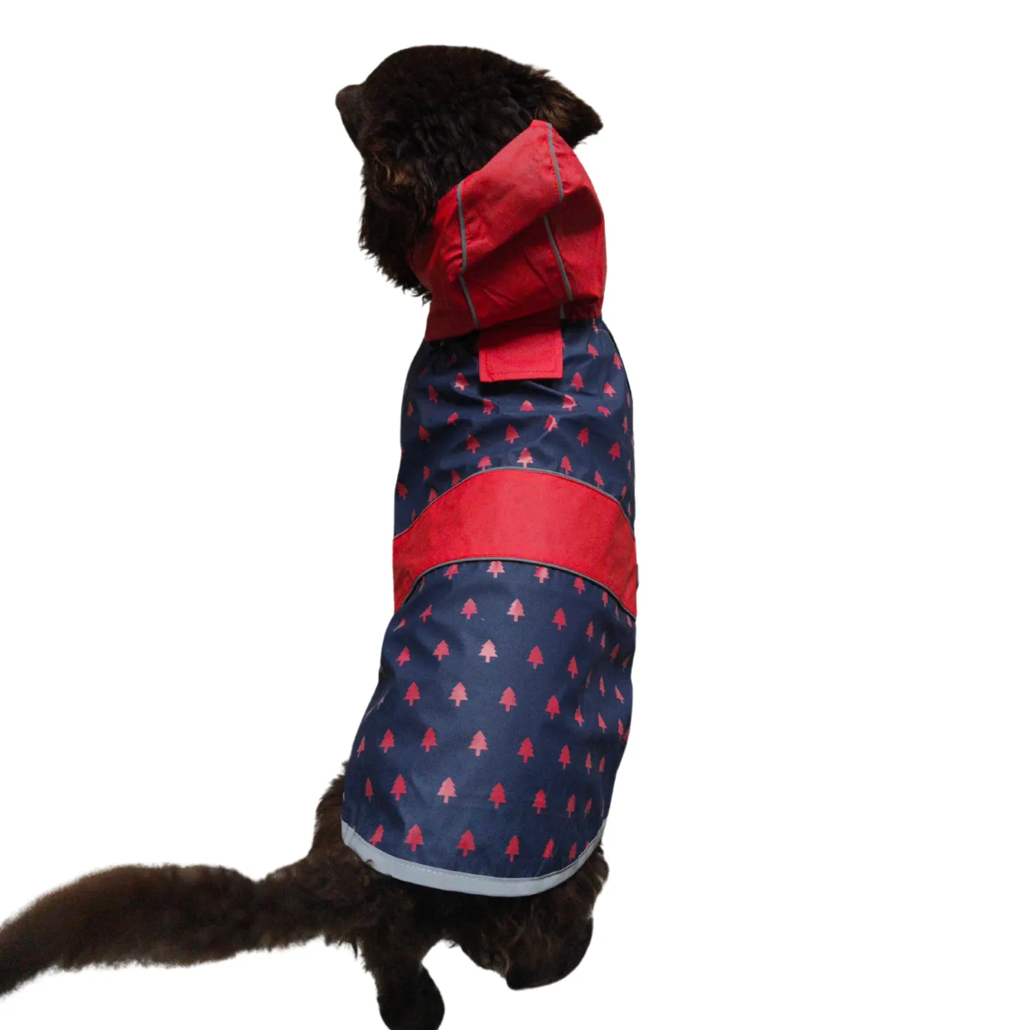 Cupid & Comet | Dog Christmas Coat | Luxury Navy Forest Raincoat