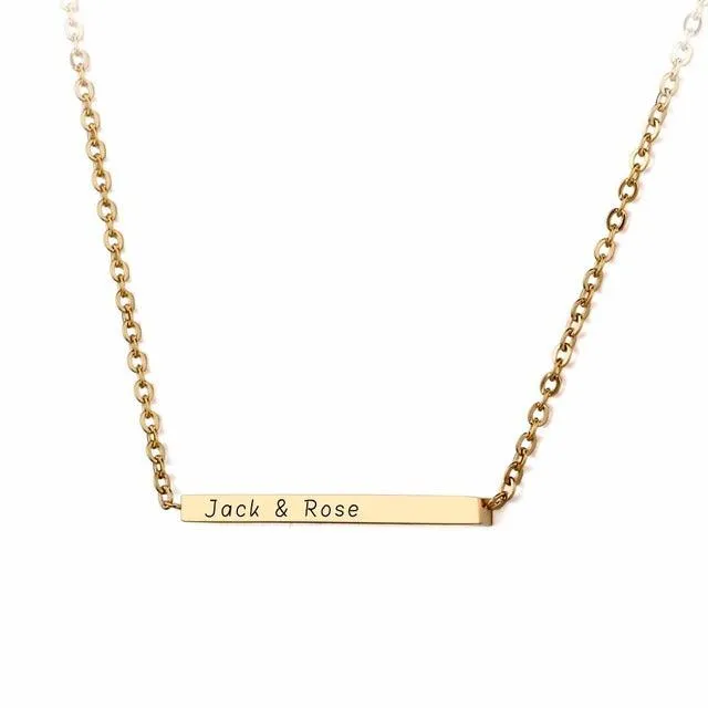 Customized Stainless Steel Engraved Nameplate Necklace, 3 Color Options, Personalized Trendy Jewelry