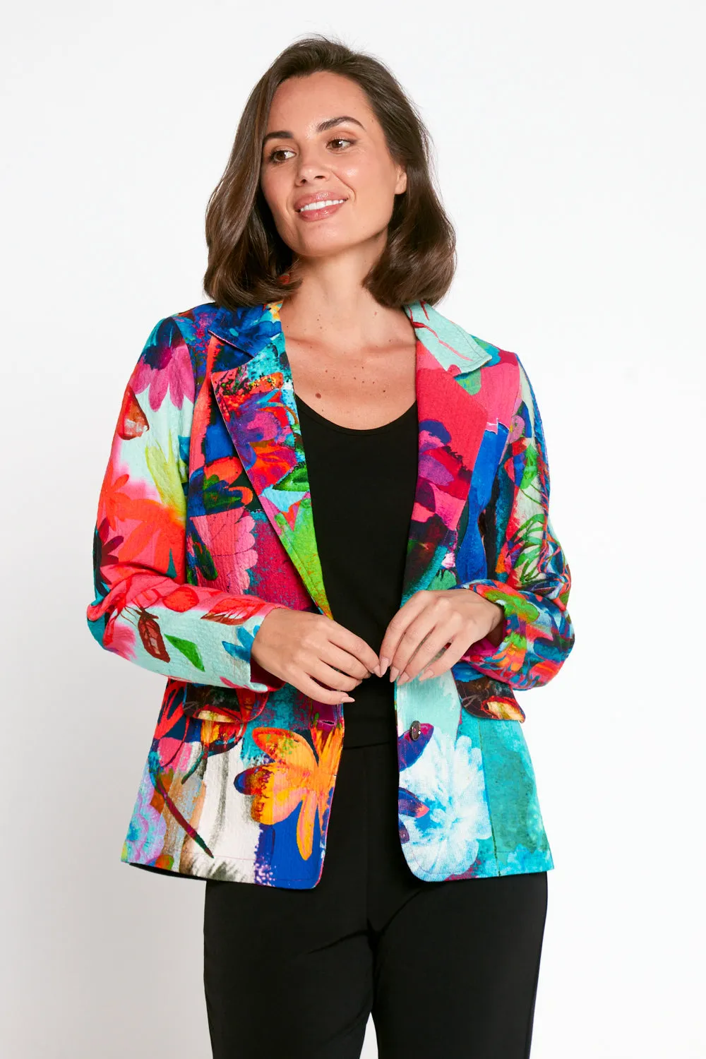 Digital Print Cotton Blazer - Bold Bouquet