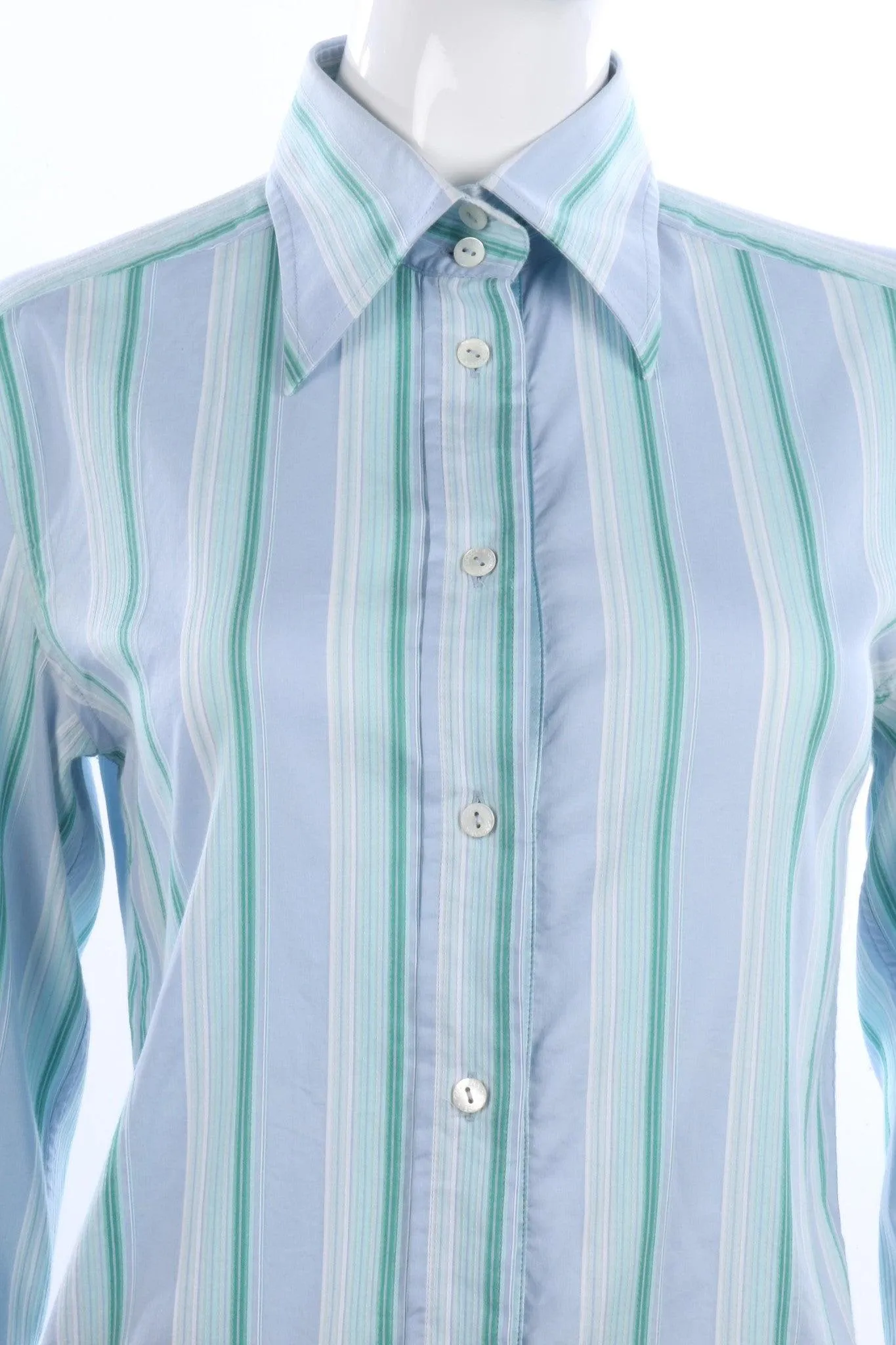 Dolce & Gabbana Ladies Shirt Cotton Blue and Green Stripes UK10