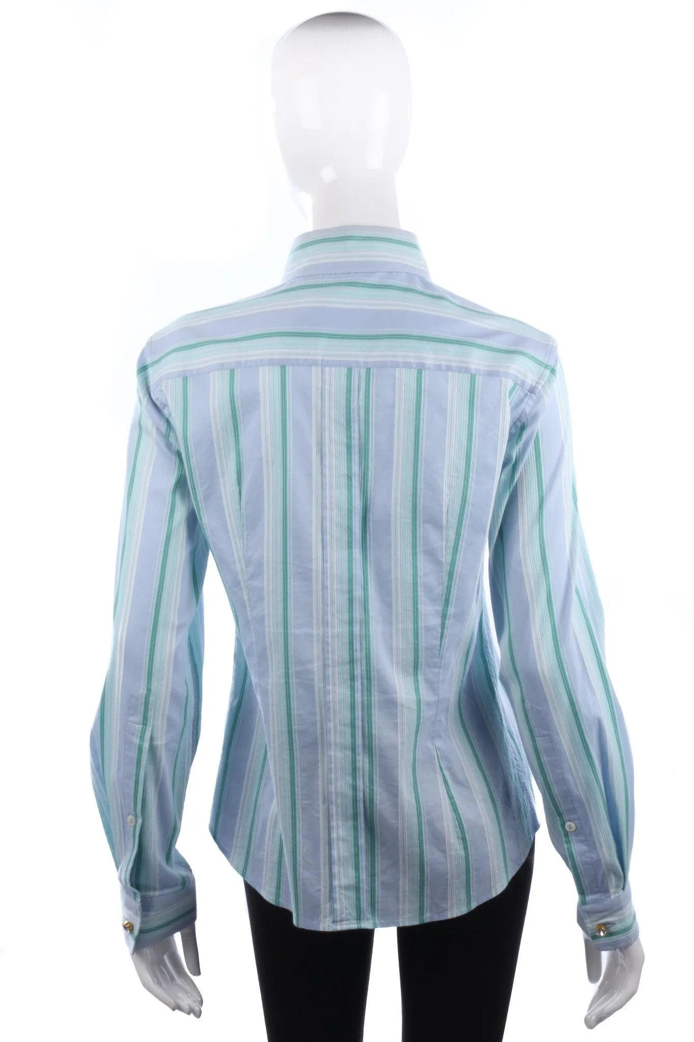 Dolce & Gabbana Ladies Shirt Cotton Blue and Green Stripes UK10