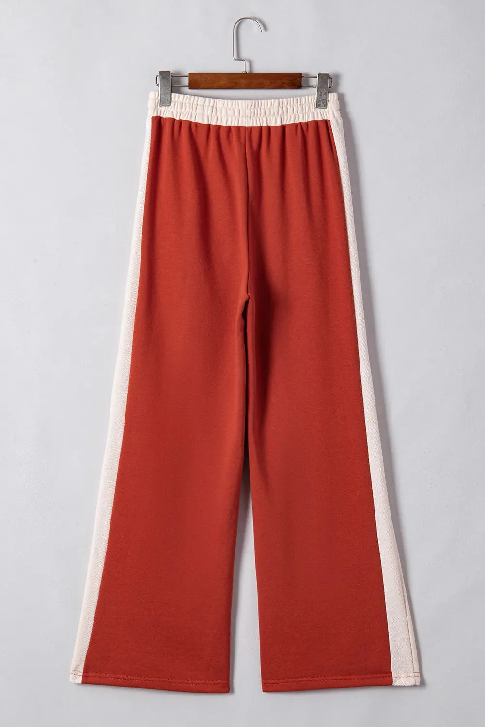 Drawstring Contrast Wide Leg Pants