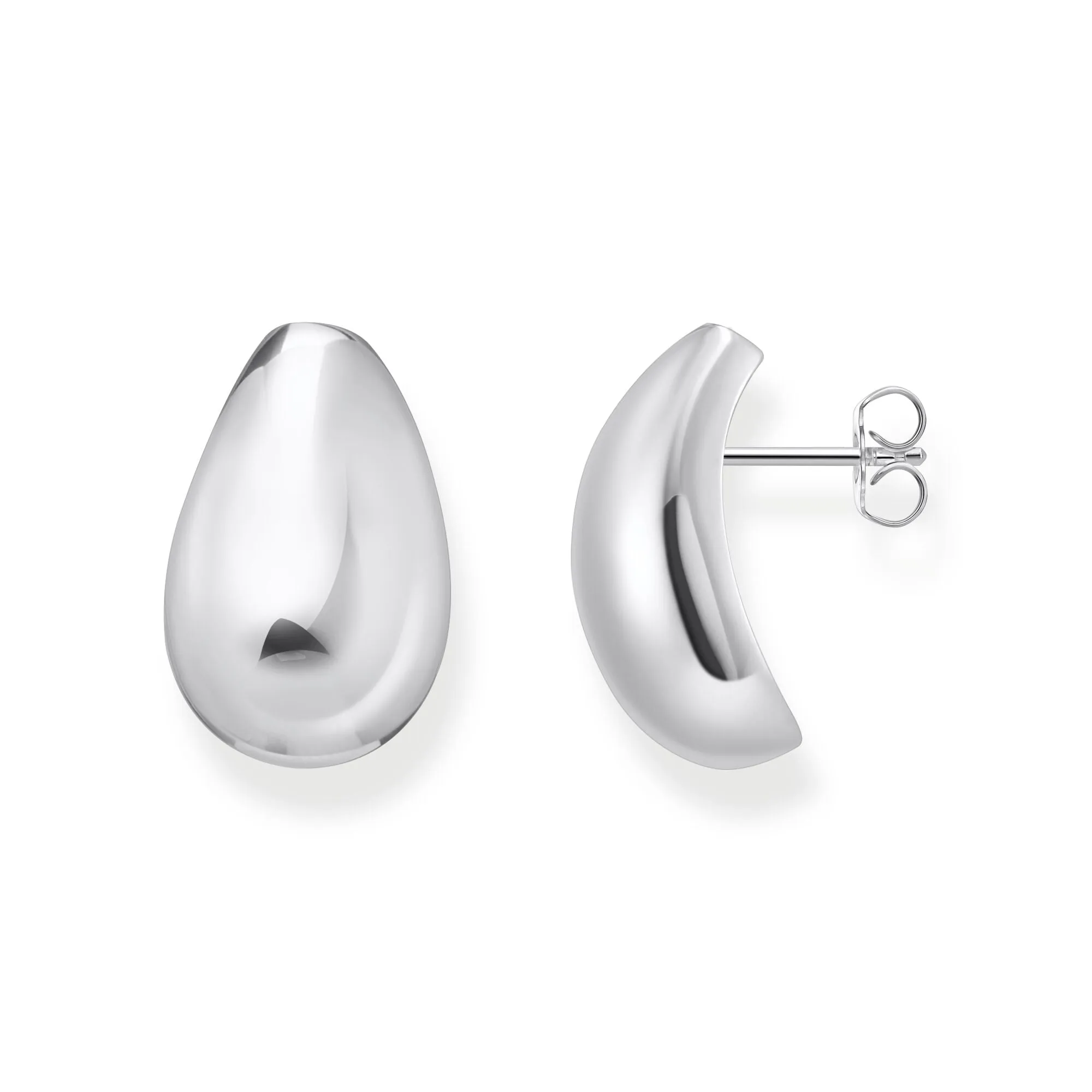 Ear studs in drop shape silver