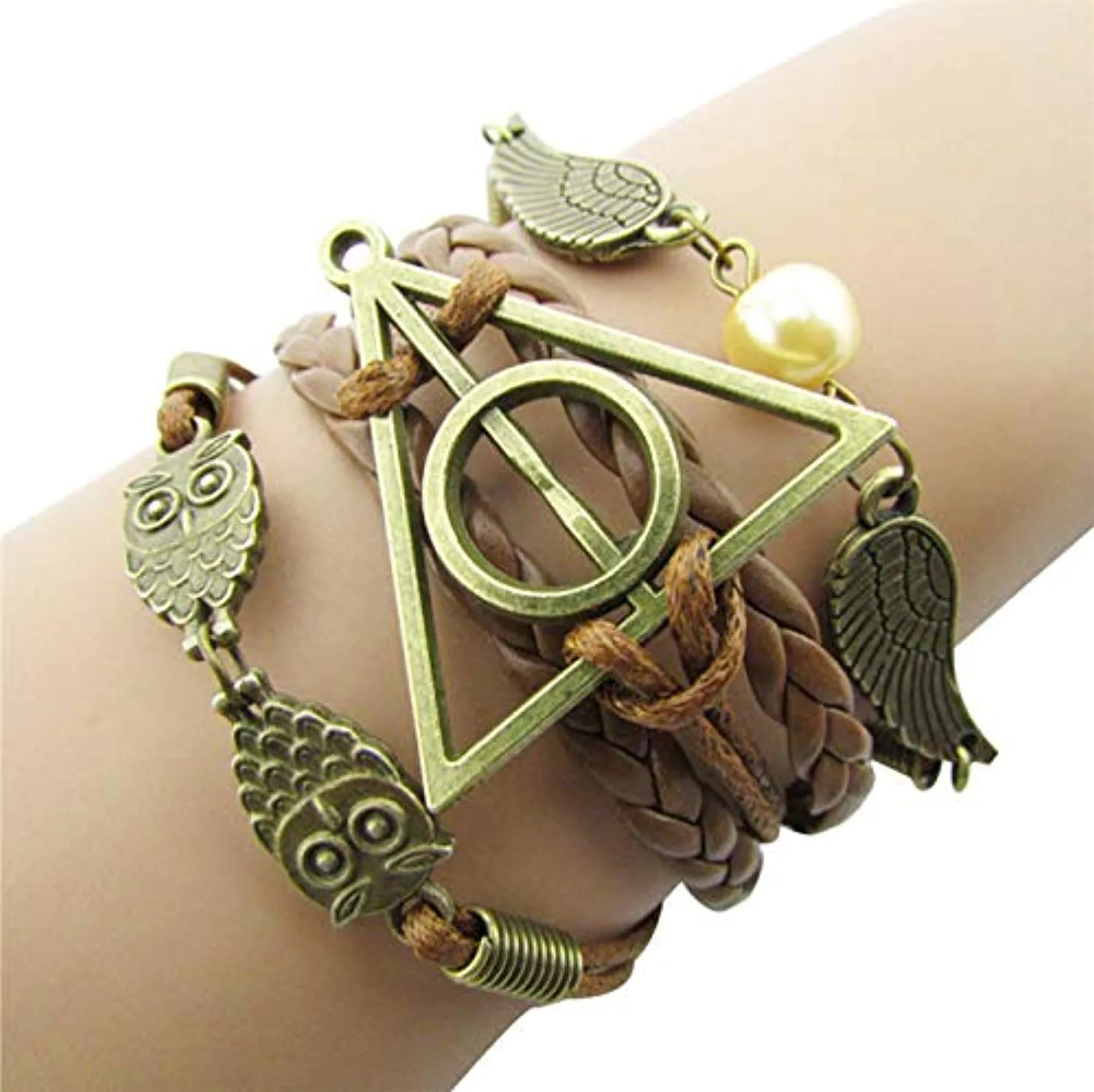 Electomania Brown Cortex Deathly Hallows Snitch Owl Fashion Bracelet for Men and Women