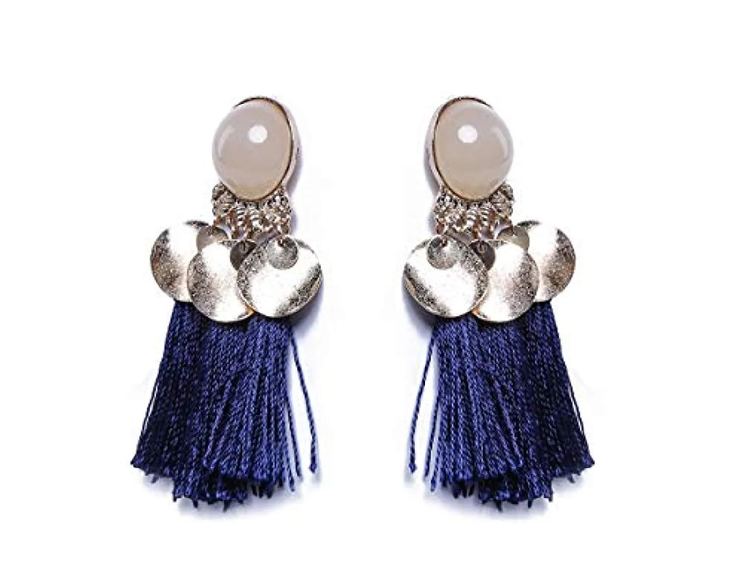 Electomania Dark Blue Metal Tassel Earrings for Women - 1 Pair