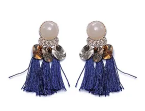 Electomania Dark Blue Metal Tassel Earrings for Women - 1 Pair