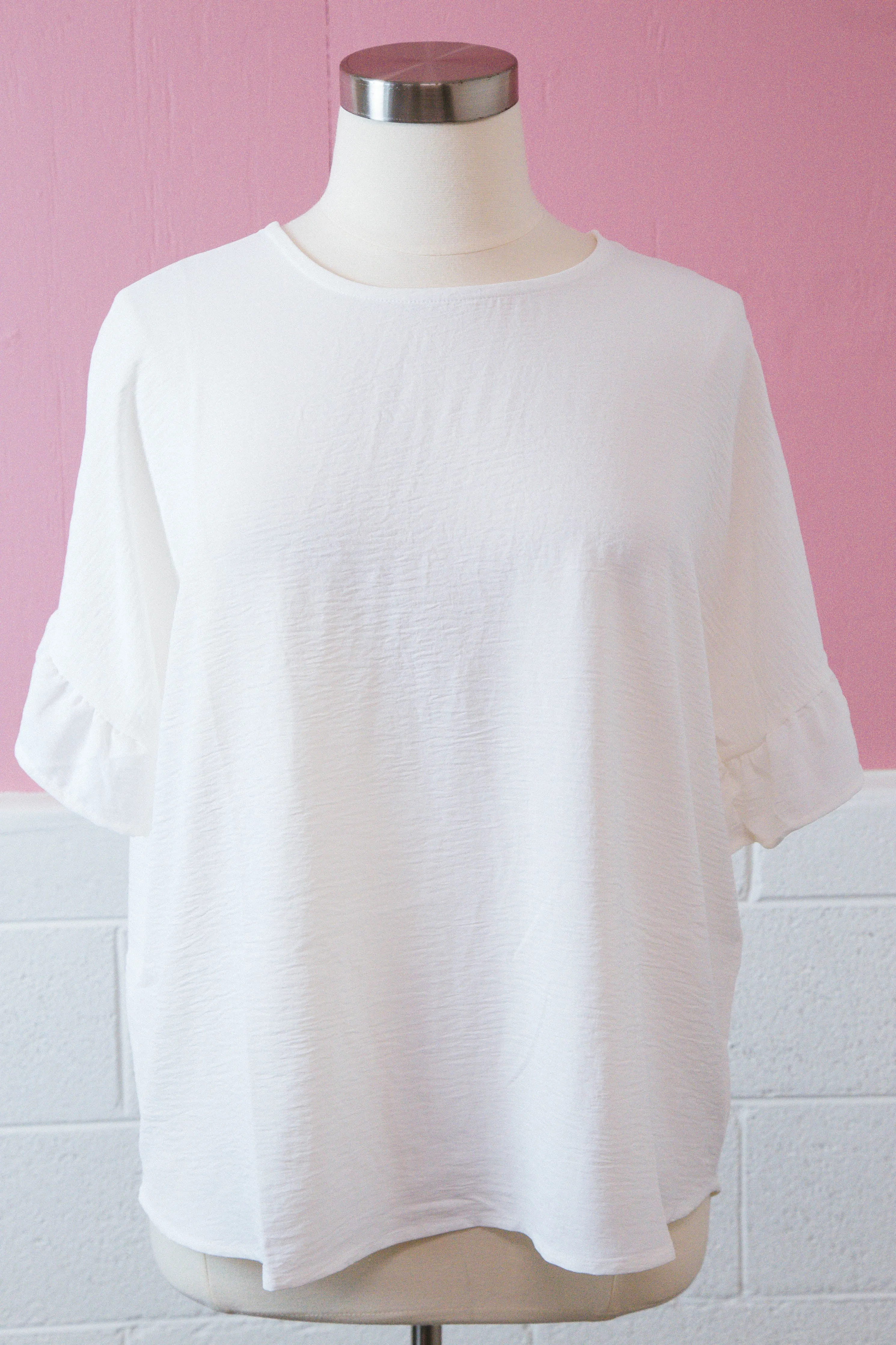 Eliza Woven Ruffle Sleeve Top, Off White | Plus Size