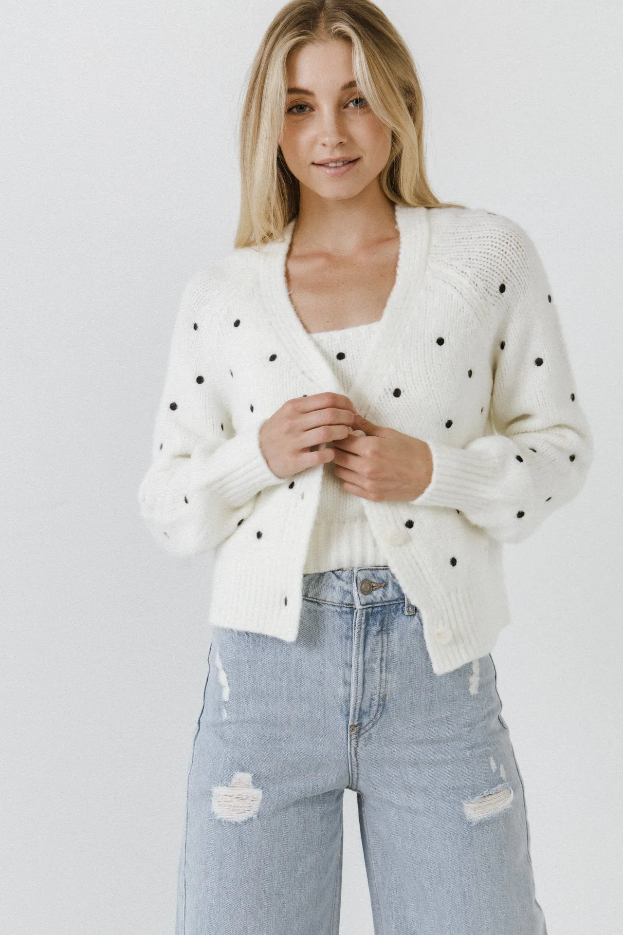 English Factory - Dot Embroidered Cardigan