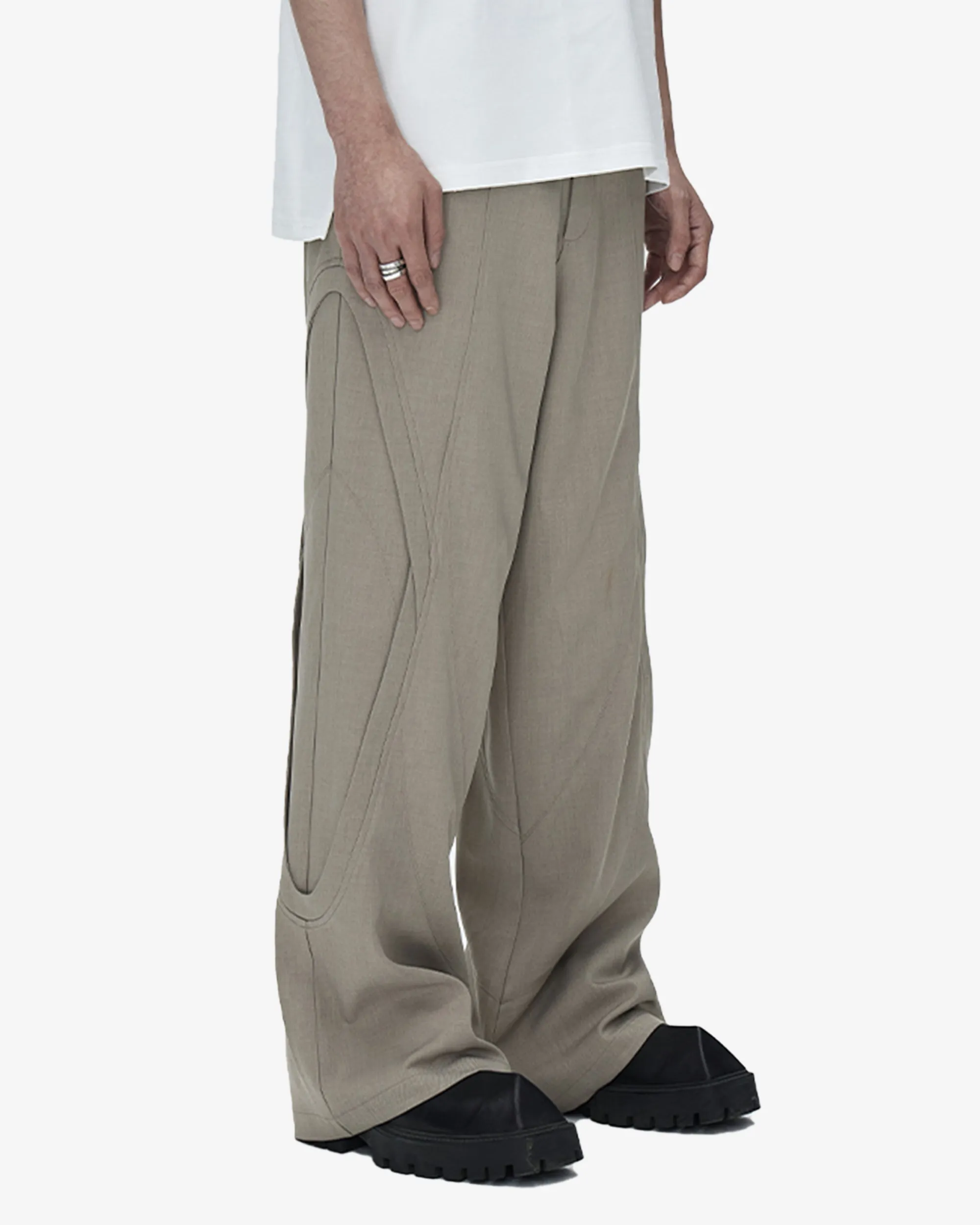 Flared Round Seam Wide Fit Pants