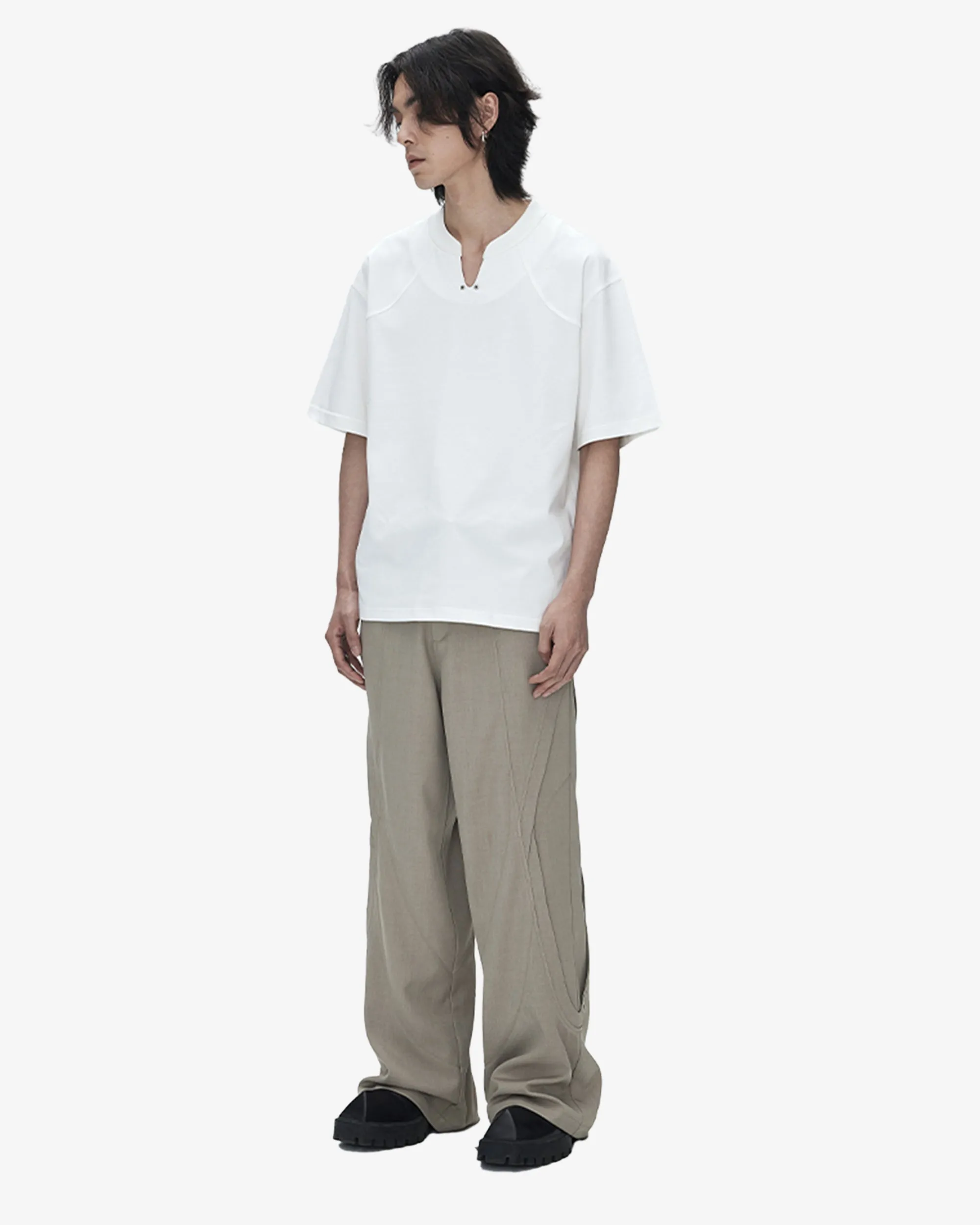 Flared Round Seam Wide Fit Pants