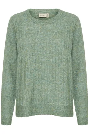 Fransa Green Wool mix round neck knit 20614682