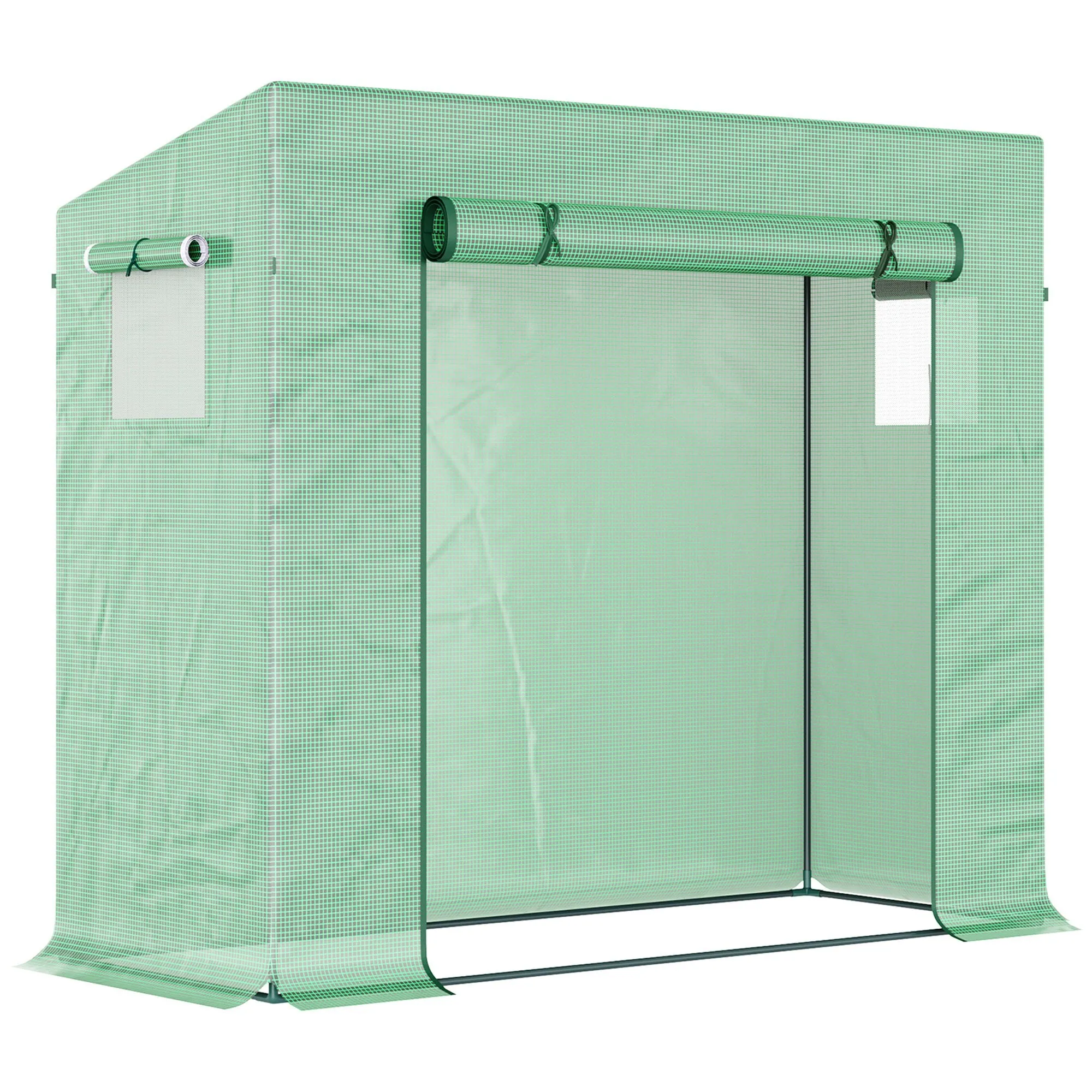 Garden Greenhouse with PE Plant Cover, Windows and Zipper Door for Fruit and Veg 198L x 77W x 149-168H cm