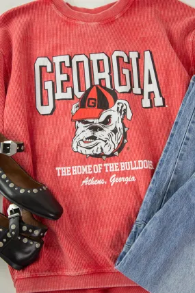 Georgia Mascot Cord Sweatshirt, Red | Charlie Southern