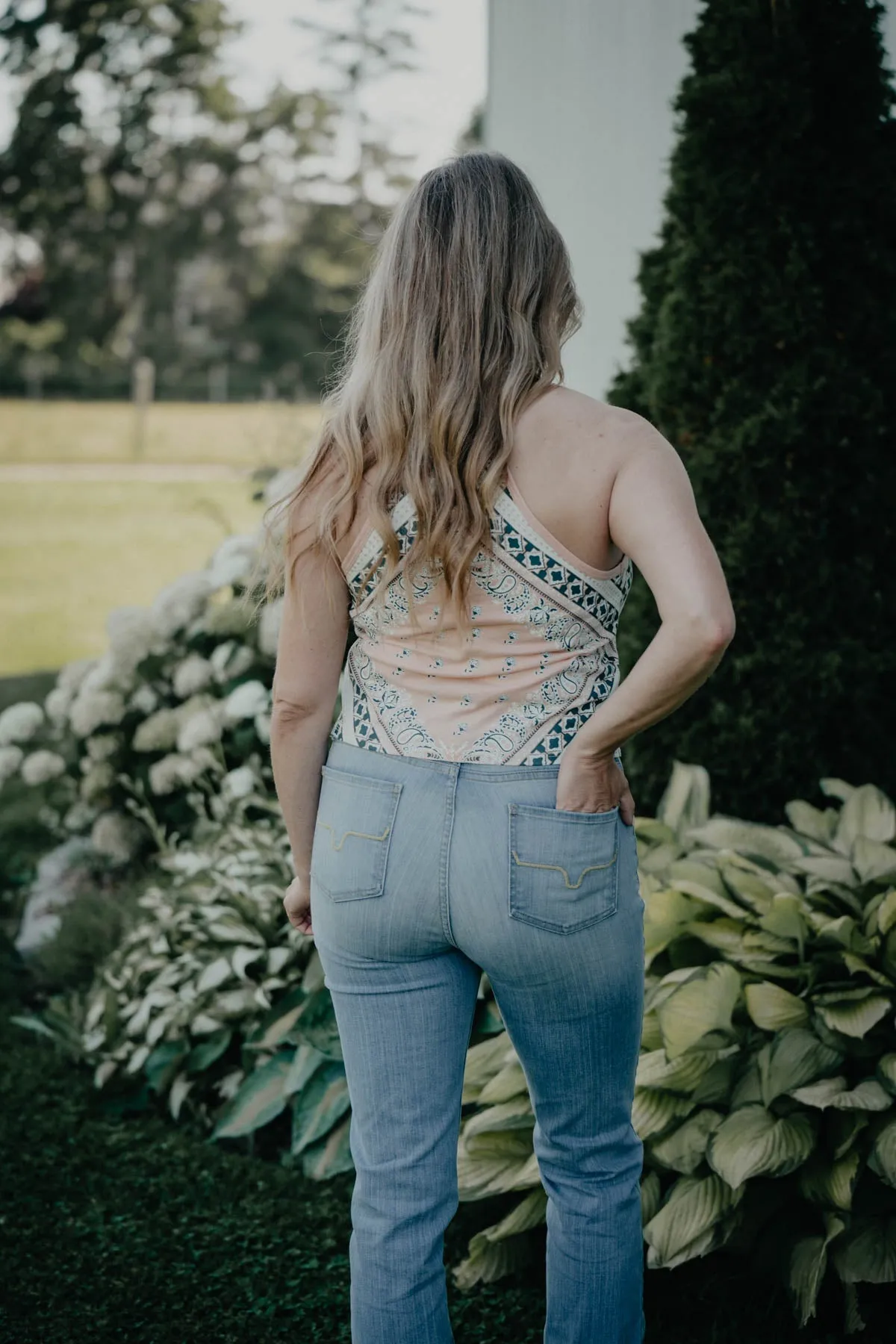 'Georgia' Peach Bandana Print Handkerchief Hem Tank (L & XXL Only)