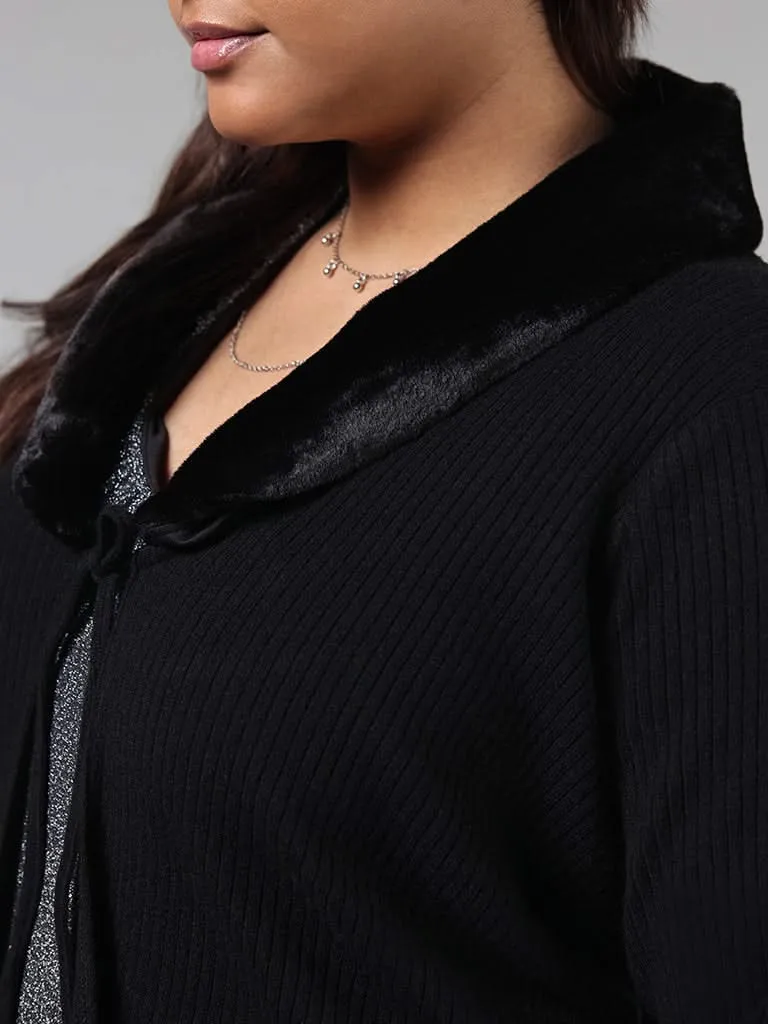 Gia Black Front Tie Up Cardigan