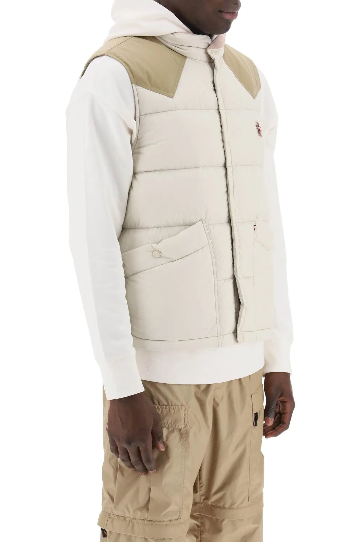 Gilets Moncler Grenoble Veny Padded Feather Vest For - Beige - Femme