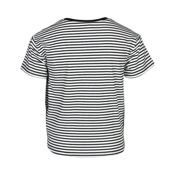 GIRLS BLACK AND WHITE STRIPED SHORT SLEEVE T-SHIRT