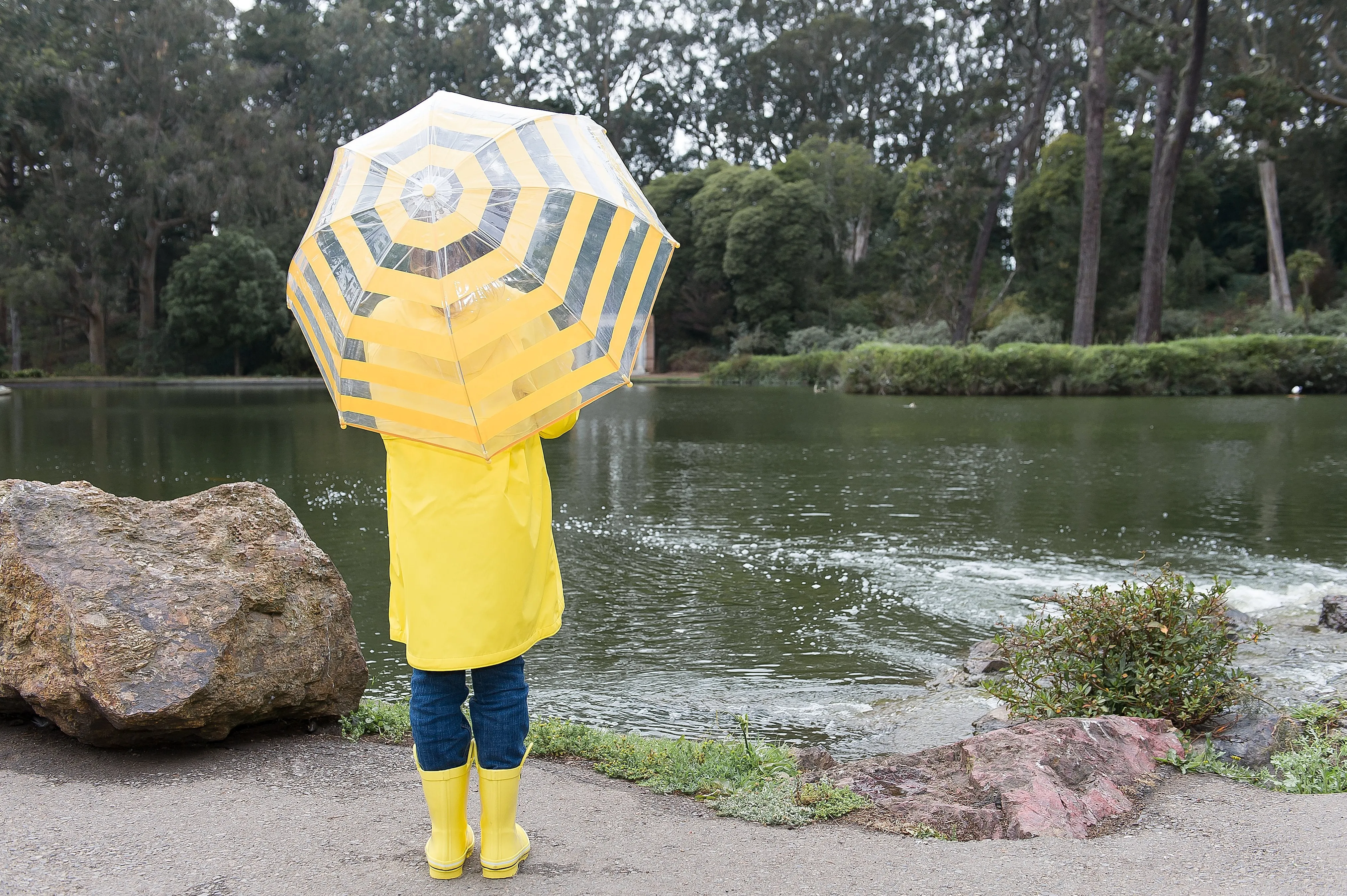 Girls Solid Yellow Raincoat