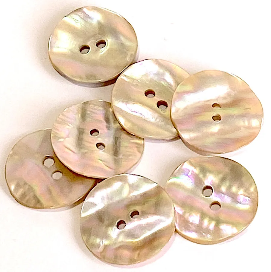 Golden Beige Abalone 7/8" MOP Shell Buttons 23mm 2-Hole  #KB-930