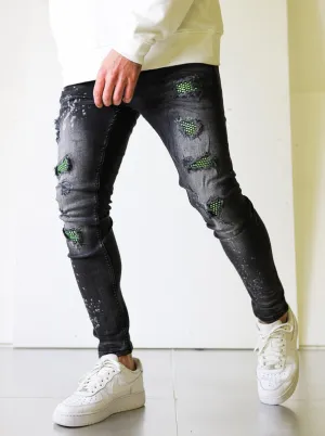 Green Diamond Black Jeans