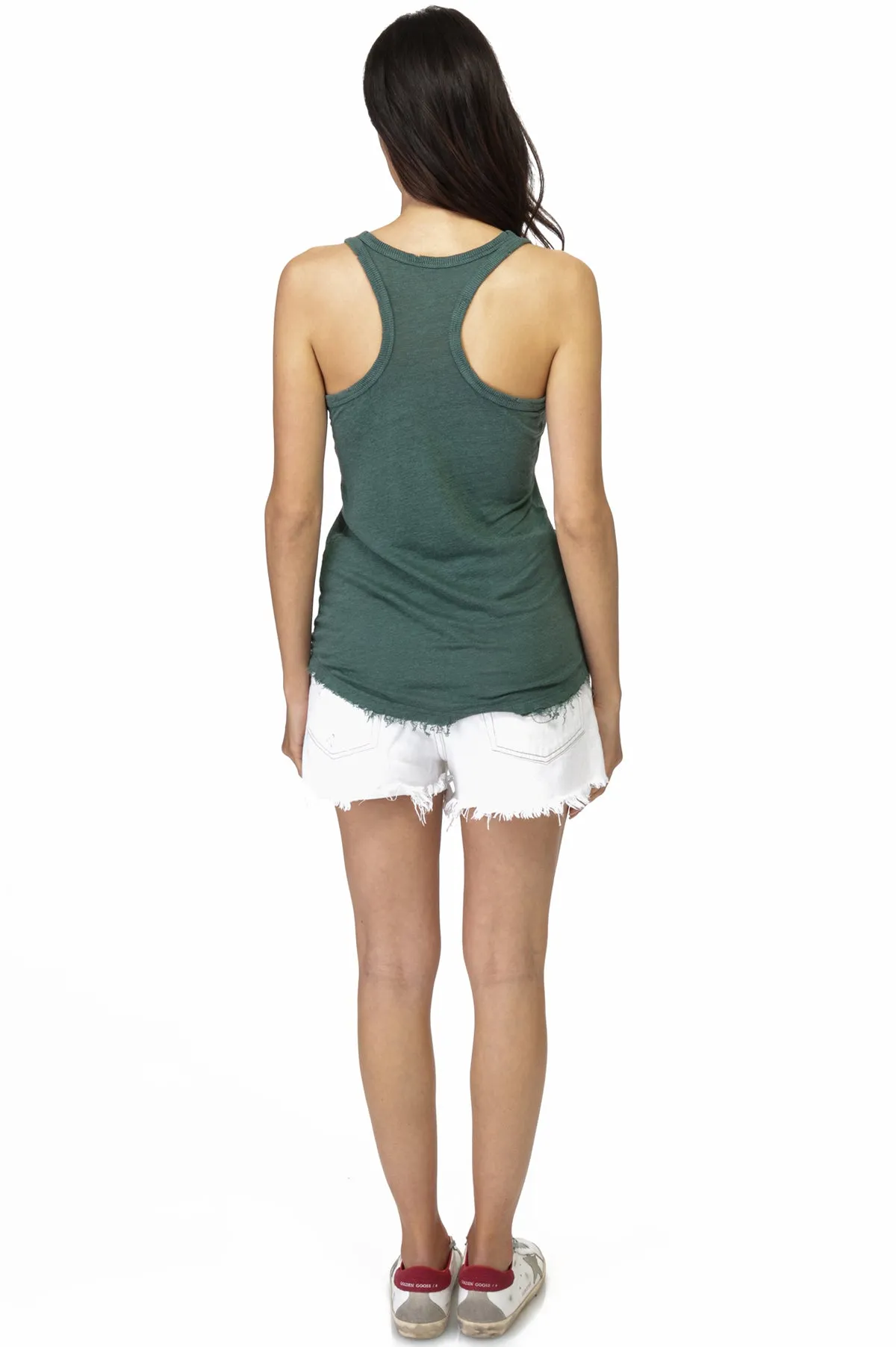 Green Linen Racer Tank