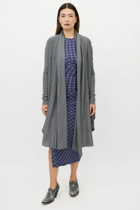 Grey Draped Knit Cardigan