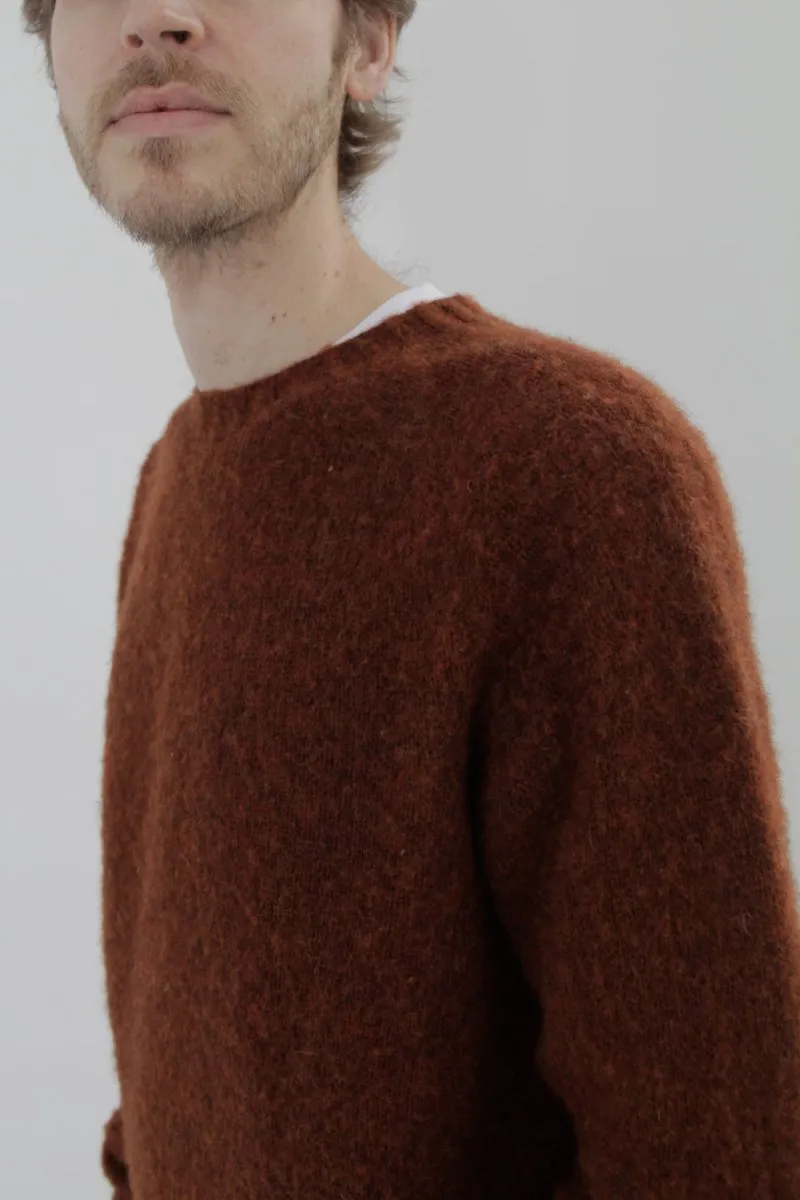 Half Dozen Super-Soft Double Brushed Crew Neck Knitted Jumper (Rust)