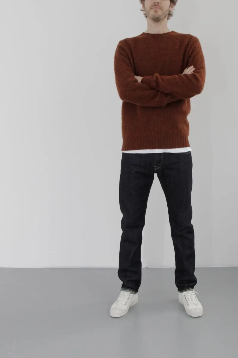 Half Dozen Super-Soft Double Brushed Crew Neck Knitted Jumper (Rust)