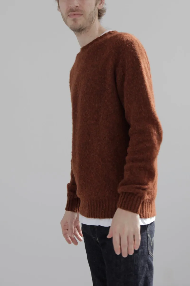 Half Dozen Super-Soft Double Brushed Crew Neck Knitted Jumper (Rust)