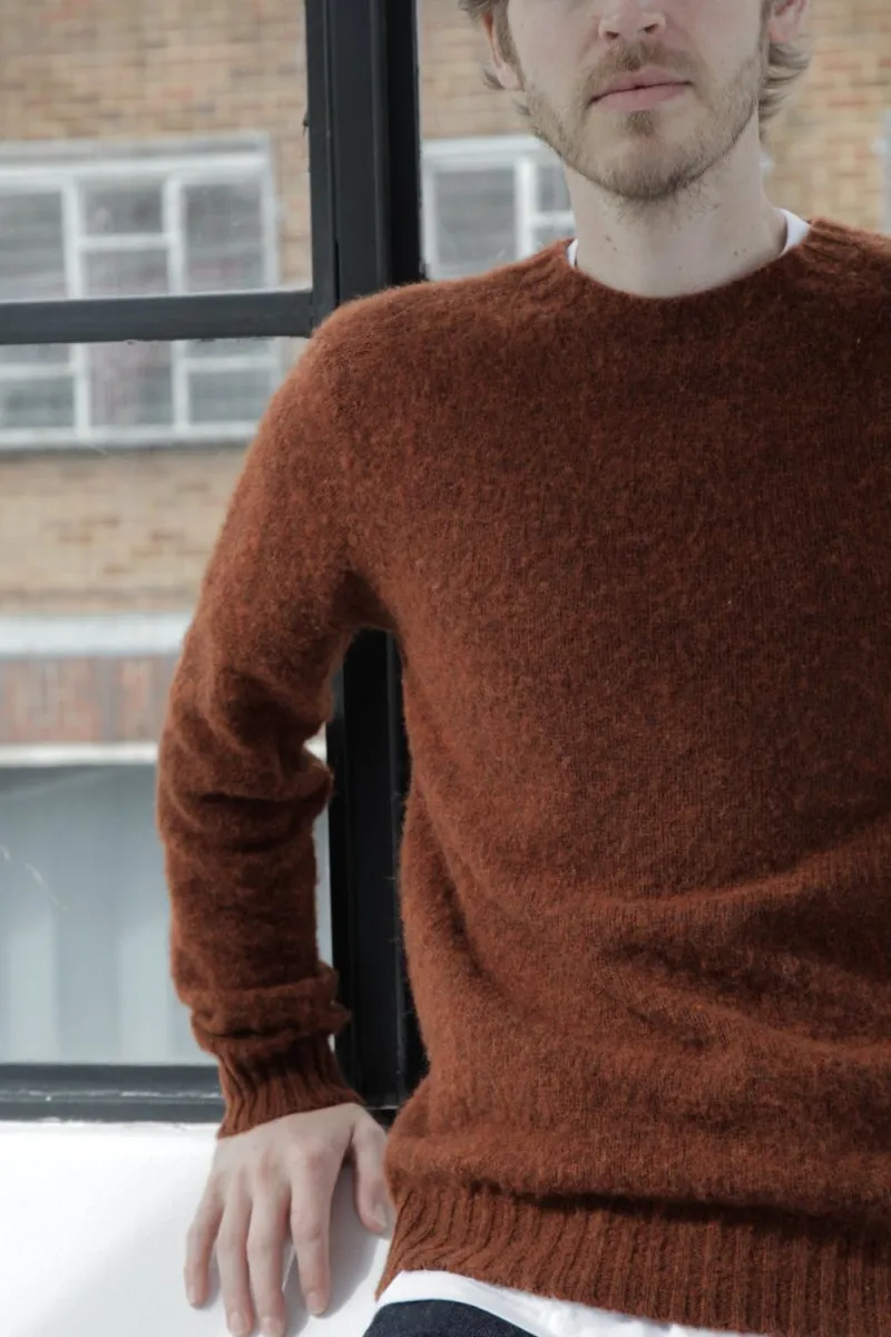 Half Dozen Super-Soft Double Brushed Crew Neck Knitted Jumper (Rust)