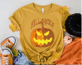 halloween pumpkin  shirt,smiling pumpkin shirt, glowing pumpkin unisex t  shirt,glowin pumpkin shirt for halloween ,