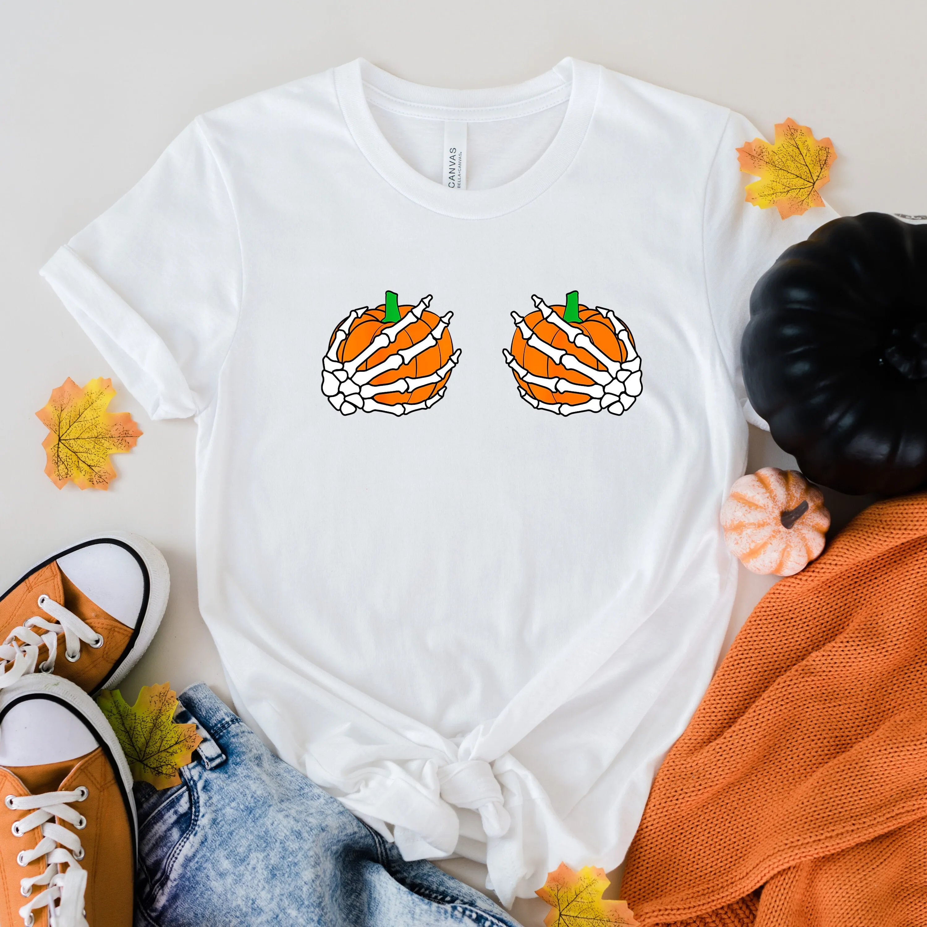 halloween skeleton pumpkin  shirt, pumpkin tshirt, unisex t  shirt, hands on pumpkin boobies  ,halloween costume, halloween gift