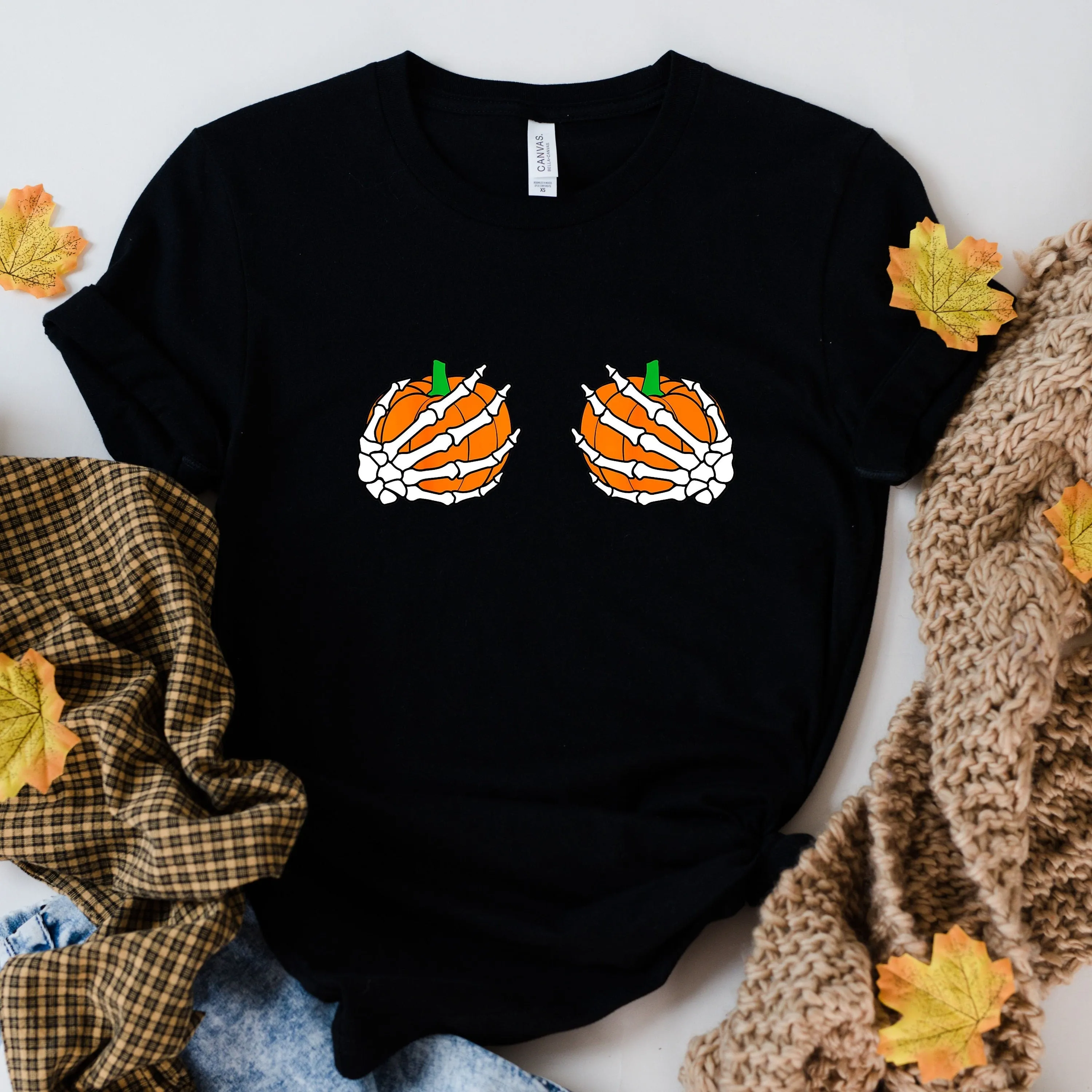 halloween skeleton pumpkin  shirt, pumpkin tshirt, unisex t  shirt, hands on pumpkin boobies  ,halloween costume, halloween gift