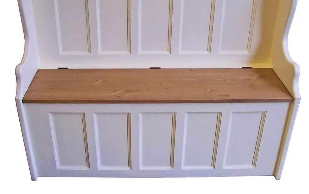 **Hallway Porch Settle Pew Monks Bench, with Optional Coat Hook and under storage seat