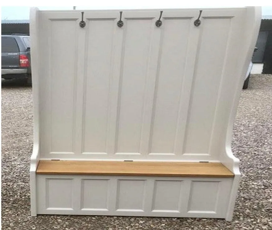 **Hallway Porch Settle Pew Monks Bench, with Optional Coat Hook and under storage seat