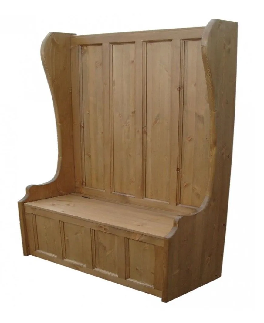 **Hallway Porch Settle Pew Monks Bench, with Optional Coat Hook and under storage seat