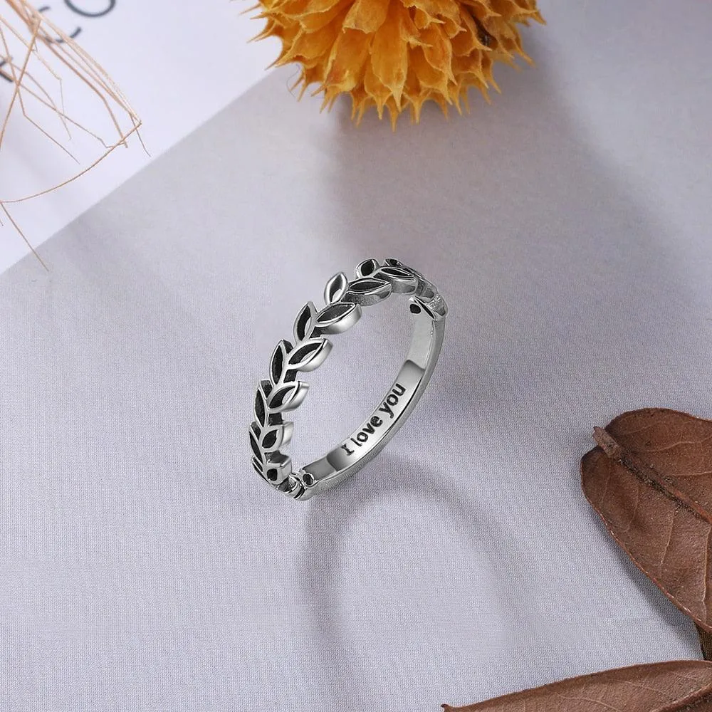 Halo Leaf Shape Rings Stainless Steel Wedding Rings Fashion Promising Trendy