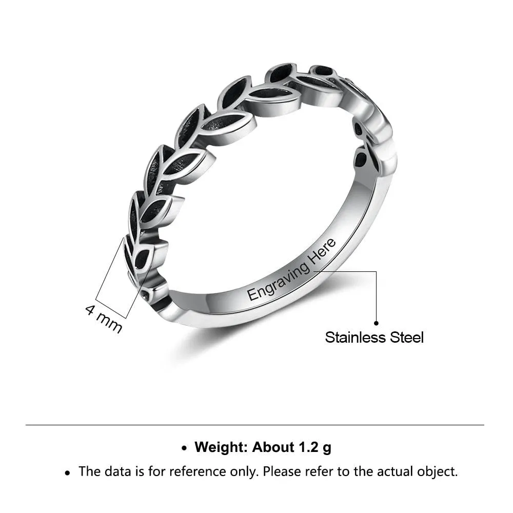 Halo Leaf Shape Rings Stainless Steel Wedding Rings Fashion Promising Trendy