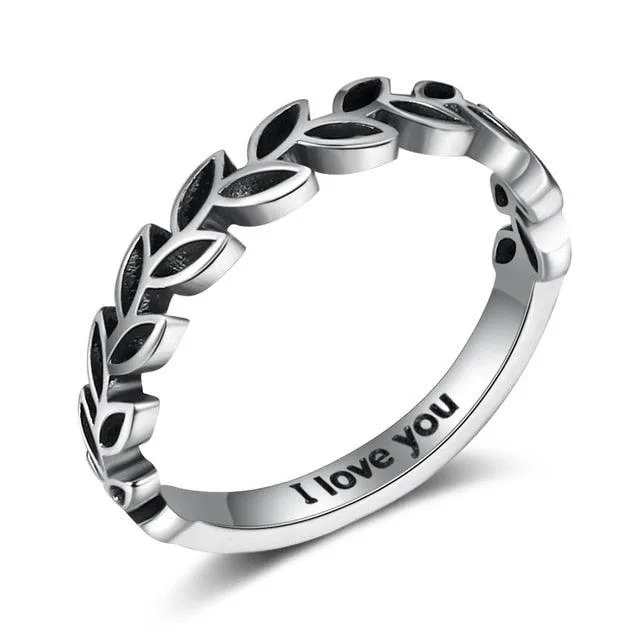 Halo Leaf Shape Rings Stainless Steel Wedding Rings Fashion Promising Trendy