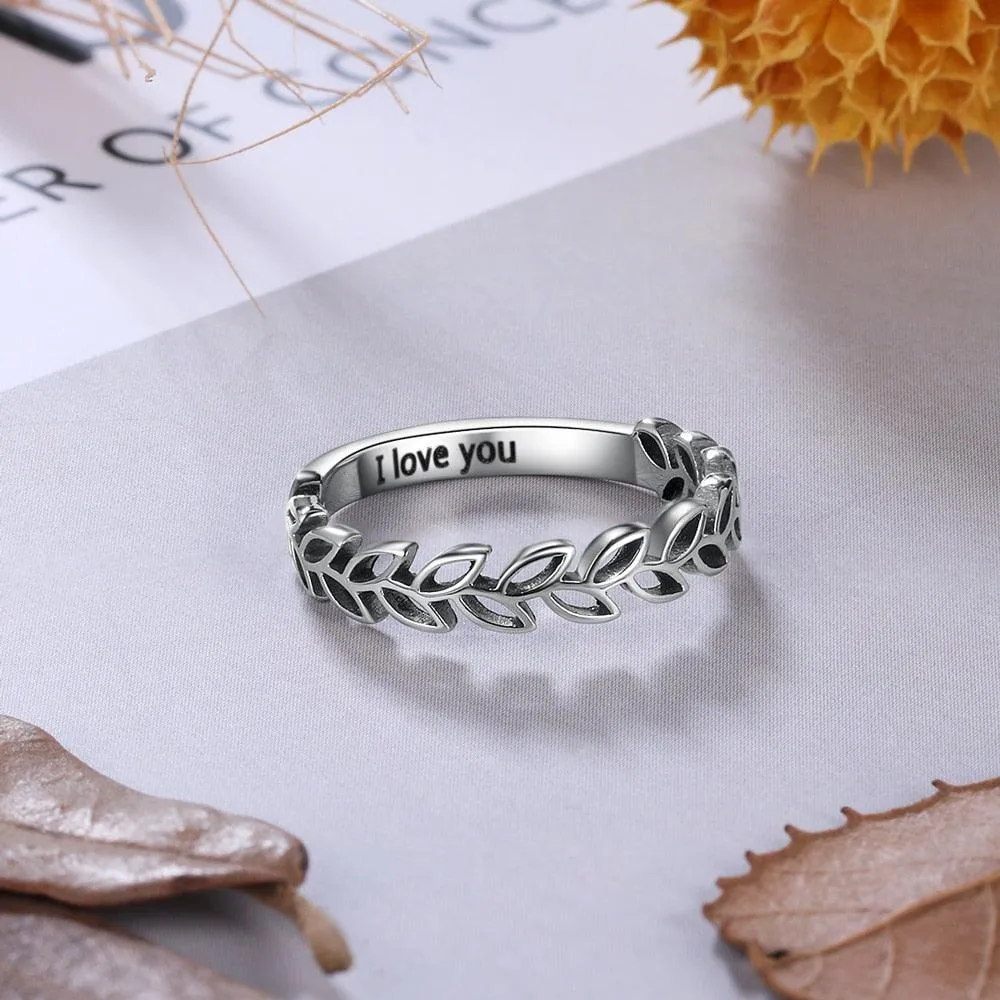 Halo Leaf Shape Rings Stainless Steel Wedding Rings Fashion Promising Trendy