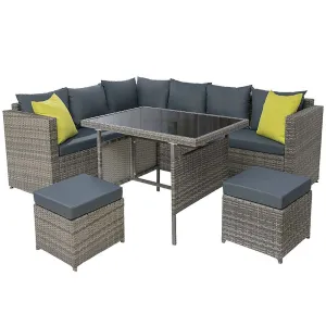 Hamilton 8 Seat Corner Outdoor Dining Setting - Grey