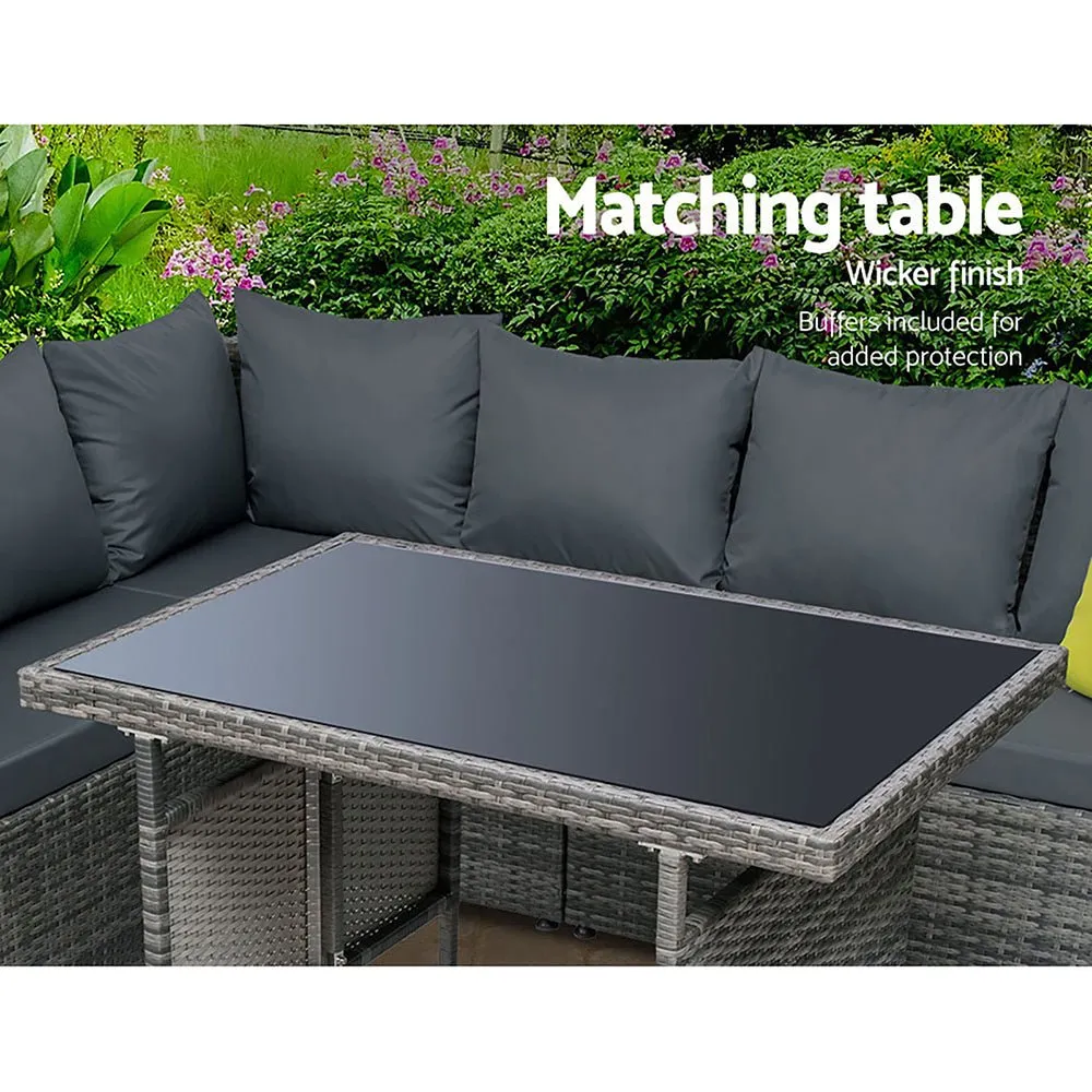 Hamilton 8 Seat Corner Outdoor Dining Setting - Grey