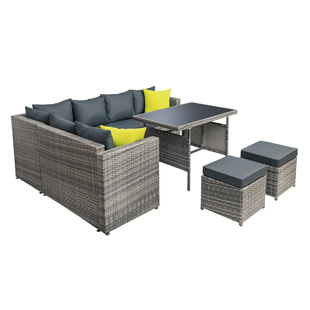 Hamilton 8 Seat Corner Outdoor Dining Setting - Grey