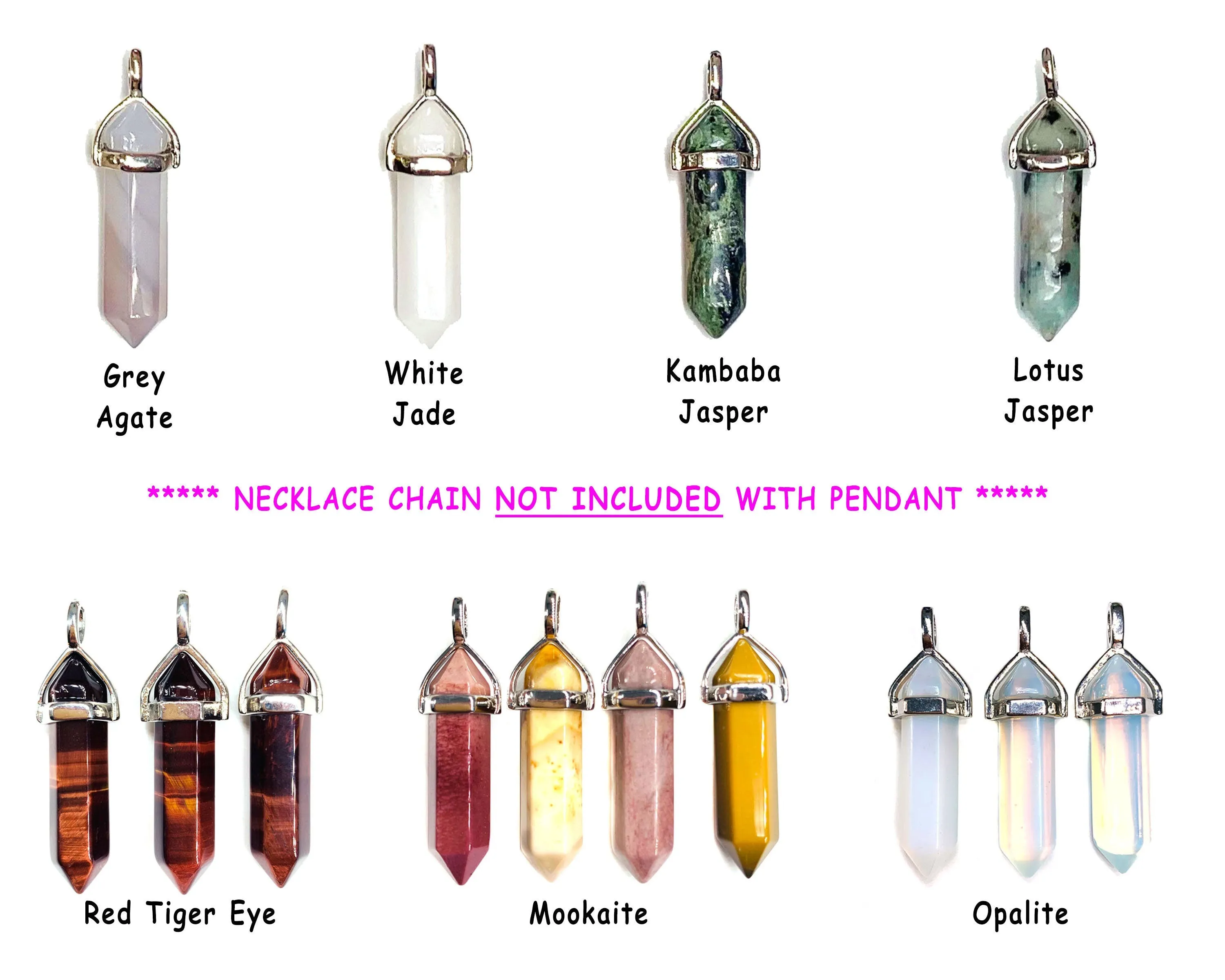 Healing Crystal Pendant Necklace | Wholesale Crystals | 44  Gem Type Amethyst Carnelian Rose Quartz